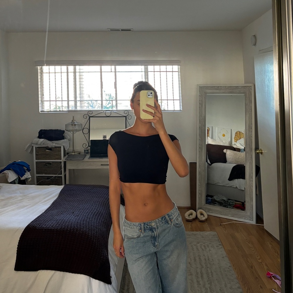 Urban Outfitters Black Ribbed High Neck CropTop